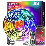 KSIPZE Led Streifen 10m, RGB LED Strip mit Fernbedienung Bluetooth App, Dimmbar...