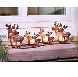 Dokado Adventsgesteck, Adventskranz, Teelichthalter Weihnachtsmotiv aus Holz, Glas...