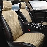 Menifomory Beige Universal-Sitzbezüge Ledersitzkissen Luxus-Sitzschutz 2/3...