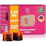 Shisha Kohle 1,25 KG 80 Würfel 26mm - 100% Organic Bio Naturkohle |ohne chemische...