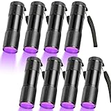 GOMETY 8 Stück UV Taschenlampe, Mini Schwarzlicht Lampe mit 9 LEDs, Schwarzlicht...