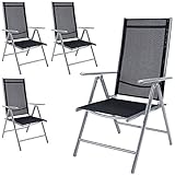 Casaria Gartenstuhl Hochlehner 4er Set Aluminium Klappbar Wetterfest 7- Fach...