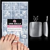 UNA GELLA Quadrat Fußnägel zum Aufkleben 504 Stück 15 Größen, Soft Gel Full Cover...