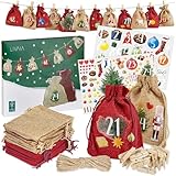 Adventskalender zum Befüllen 2024 : Jute Adventskalender zum Selbstbefüllen mit Beuteln,...