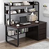 Industrial Home Office Schreibtisch mit Stall & Bücherregal, 3 Schubladen,...