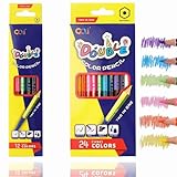 Buntstifte Set mit je 12 Buntstiften, Hochpigmentiert, 24Stifte im Kartonetui,Ideal für...
