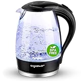 Aigostar Adam - Wasserkocher Glas 1,7 Liter, 2200 Watt, LED-Beleuchtung, 100% BPA Frei,...