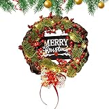 zhouyang Adventskranz für Haustür | Frohe Weihnachten Kiefernkranz mit Beeren und...
