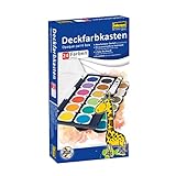 Idena 22064 - Deckfarbkasten mit 24 Farben und 1 Tube Deckweiß, ideal für Kindergarten,...