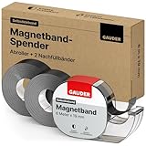 GAUDER Magnetband selbstklebend im Spender (+2x Ersatz-Magnetband) I Magnetklebeband I...