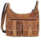 ALMADIH Geräumige echt Ledertasche Damen Umhängetasche LARA bv - große...
