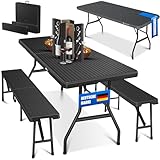KESSER® Bierzeltgarnitur 3-teilig Set Tisch + 2X Bank, für drinnen/draußen klappbar...