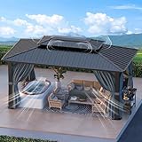 HOTEEL 3x3,65 m Hardtop Pavillon aus verzinktem Stahl & Alu-Rahmen Wasserdicht,...