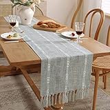 CHUQING Tischläufer Landhausstil,Tisch Läufer,Table Runner Boho,Tischband Grau,Dekor...