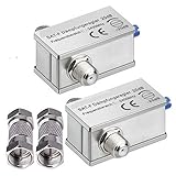 2 Stück SAT Dämpfungsregler/Dämpfungsglied 0-20 dB; regelbar; mit Aufdreh-Adapter für...
