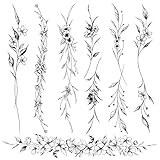 Leesgel Temporäre Tattoos Frauen, 12 Blätter Lange Blumen Rebenblätter Pflanze Tattoo...