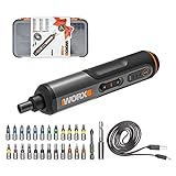 WORX 4V Akkuschrauber Set WX240, 1,5Ah, 3-Gang-Drehmomenteinstellung, LED-Licht,...