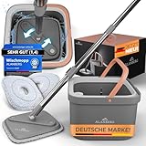 ALANBERG® Wischmopp Set mit Eimer – 2-Kammer-System für Schmutz- &...