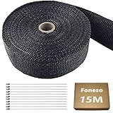 15M Hitzeschutzband Auspuff,Foneso auspuffband,Hitzeschutz Auspuff Bandage,Schwarz...