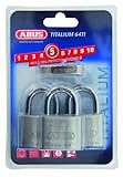 ABUS Vorhängeschloss Titalium 64TI/40 - 3er Set, gleichschließend -...