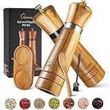 Pfeffermühlen Set-Salzmühle aus Akazienholz-Gewürzmühlen-Keramikmahlwerk...