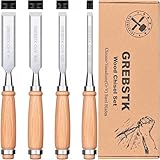 GREBSTK 4 tlg. Stechbeitel Satz für Holzarbeiten Professionelle Beitel aus CRV Stahl mit...