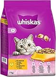 WHISKAS Adult 1+ Katzenfutter trocken - ab 1 Jahr - 7kg, Großpackung - mit Huhn...
