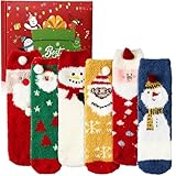 Boyiee 6 Paar flauschige Weihnachtssocken, gemütliche Bettsocken für Damen, warme...