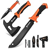 Nedfoss 38.5cm Machete Axt Messer Set mit 10cm Feuerstahl & Scheide, Survival Machete...