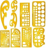 KAHEIGN 9Pcs Zeichenschablone Kurven Vorlage Lineal Set, Geometrie Zeichnungsvorlage...