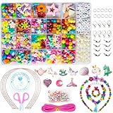 WONDERFORU Perlen zum auffädeln Kinder Bastelset schmuck Schnurset, Armbänder...