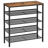 VASAGLE Schuhregal, Schuhablage, 5 Ebenen, große Oberfläche, verstellbare Gitterablagen,...