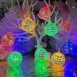 Morofme 10 bunte LED Disco Ball String Lights Hanging Mirror Disco Party Light Mini Disco...
