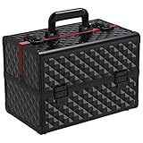 Yaheetech Schminkkoffer schwarz Kosmetikkoffer Alu Werkzeugkoffer Nagel Koffer Beauty Case...