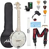 Aklot Banjolele,4 Saiten Banjo-Ukelele 23 Zoll Konzert Remo Trommelkopf, offener Rücken,...