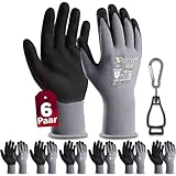 6 Paar Arbeitshandschuhe mit grip herren, mit Rutschfeste Nitril-Beschichtung Mechaniker...