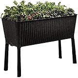 Keter 17194592 Hochbeet Easy Growing, Rattanoptik, Kunststoff, braun