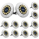 Bowfar 12 Stück Solar Bodenleuchten Aussen, Solarleuchten Garten mit 12 LEDs für Außen,...