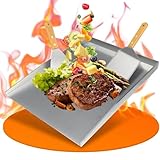 4mm Plancha Grillplatte, 30×40cm, Auslaufsicheres Design Plancha Grill. Mit 2 Dicken...