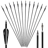 Huntingdoor 12er Pack 30 Zoll Carbonpfeile Jagdpfeile mit Vanes und drehbare Nocken 550...