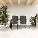 TECHPO Home Furniture Garden 7-teiliges Garten-Essgruppe, schwarz, Aluminium