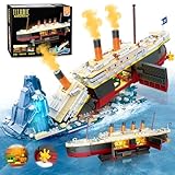 PLAXSOON 2-in-1 Titanic Bauspielzeug mit Licht, 1935Stück Titanic Schiff Modell...