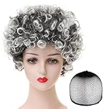 Ymoryiyi Graue Oma Perücke mit Invisible Hairnet – Realistische Kurzgelockte Perücke...