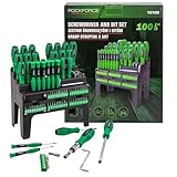 Rockforce Schraubendreher- und Bit-Set 100-tlg. mit Magnetspitze, ergonomischen Griffen &...