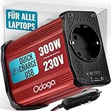 Odoga Wechselrichter 12V auf 230V – 300 W Spannungswandler, Stromwandler mit 3A USB-C...