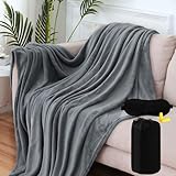 Reisedecke Ultraleicht Warm 200x150cm, Dunkelgrau Decke Flugzeug, Reisedecke...