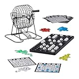 Relaxdays 10021014 Bingo Spiel mit Metalltrommel HxBxT: 20 x 17,5 x 21,5 cm Bingotickets,...