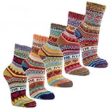 3 Paar bunte Norweger Hygge Socken 90% Baumwolle (35/38)