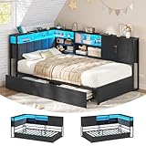 KIMENICH Polsterbett Schlafsofa 90x200 mit LED-Beleuchtung, Ladestation, Tagesbett,...