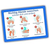 10 Set Hinweisschild Hände richtig desinfizieren waschen | Anleitung Händedesinfektion...